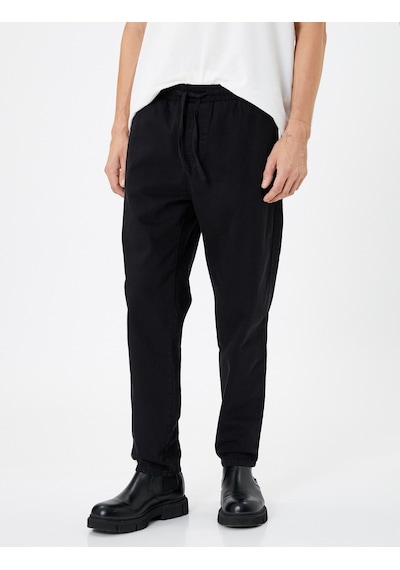 Koton Canvas Pantolon Cepli Pamuklu Siyah 4wam40105hw