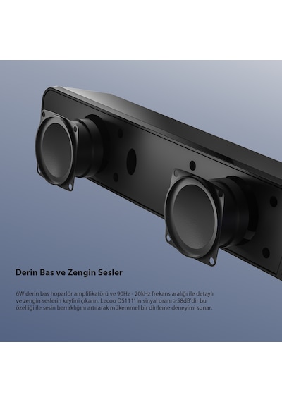 Lecoo DS111 Kablolu (USB + 3.5mm Jack Girişli) 6W Soundbar Hoparlör