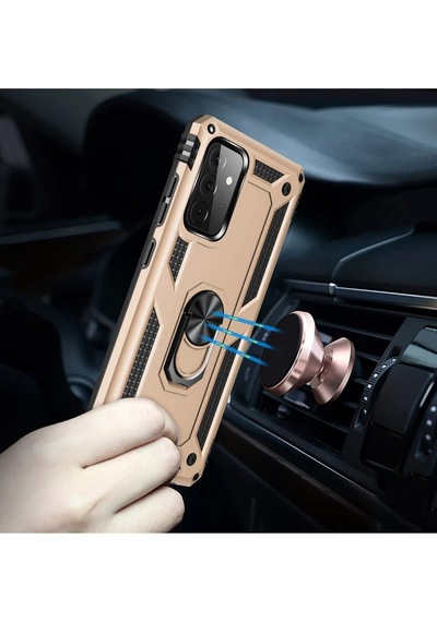 Newface - 497 - Samsung Galaxy Uyumlu A72 Kılıf Sofya Yüzüklü Silikon Kapak - Csmo-tex - - Gold