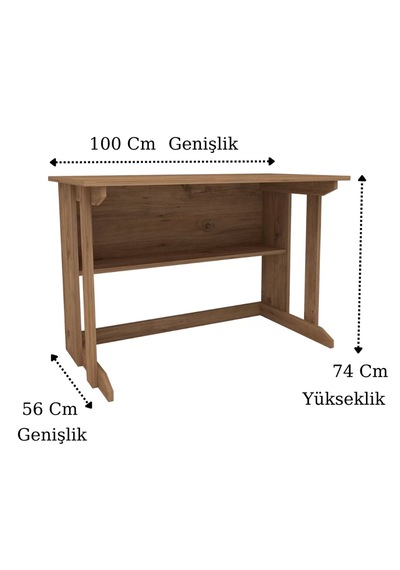 Reyo Home Enda Pillar Kütüphaneli Çalışma Masası 100x56cm Çam