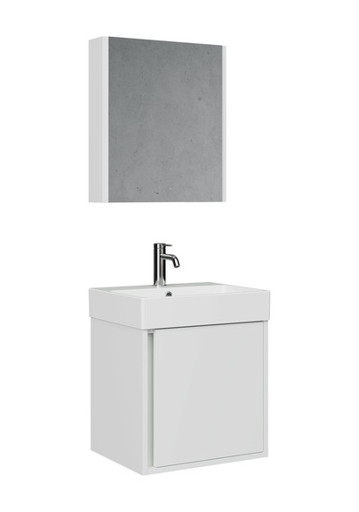 Vasa Kapaklı 50 Cm Beyaz Lavabo Dolabı Üçlü Set