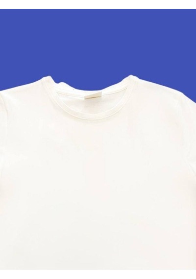 Cantoy Çocuk Pamuklu Bisiklet Yaka Basic Tshirt-14651 Ekru