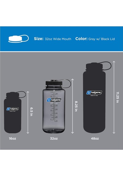 Sustain Tritan Bpa İçermeyen Su Şişesi,%50 Plastik Atıktan, 900 Ml, Geniş Ağız, Gri Siyah Kapaklı