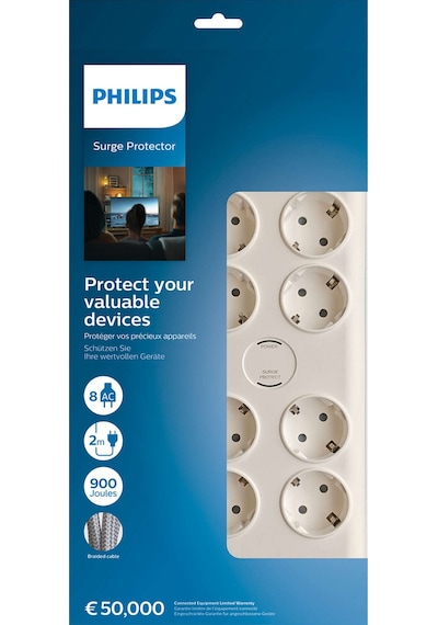 Philips SPN7080WA/62 900J 8'li Akım Korumalı Priz 2 Metre Beyaz