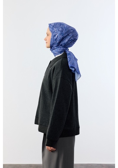 Mirsoy Scarf Mirayze Etnik Desen Şal Mavi