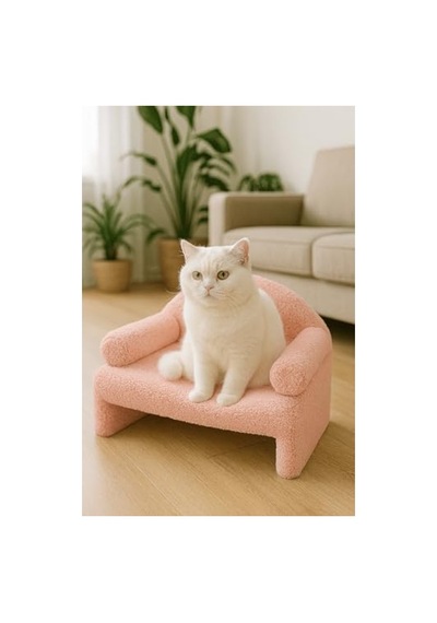 Peluş Kedi Yatağı Pembe Renkli Rahat Oturma Koltuğu