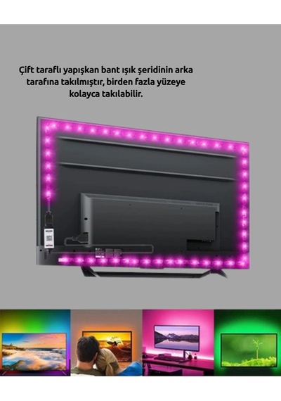 Tv Arkası Led Şerit Işık Otomatik Açma Kapama Özellikli 2mt Resimdeki