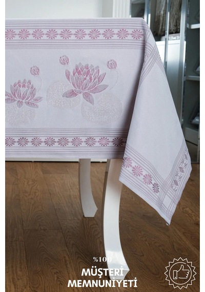 Nilüfer Lüx Jakar Kumaş Mor Masa Örtüsü Dikdörtgen 160x220 Cm - 439 Çok Renkli