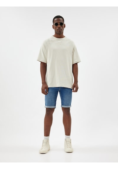 Koton Oversize Kot Şort Bermuda Cep Detaylı Pamuklu Koyu İndigo 4sam40093nd İndigo