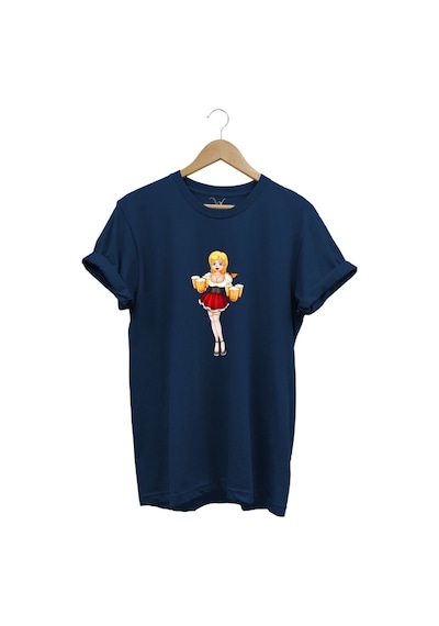 Barmen Kız Baskılı %100 Pamuk Regular Fit Bisiklet Yaka Lacivert T-shirt Lacivert
