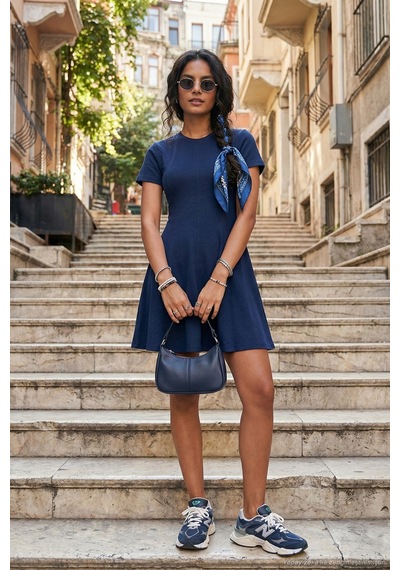 Lela Bayan Elbise 5866342 Lacivert Lacivert