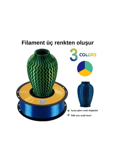 Kingroon 3 Renk Sarı - Mavi - Yeşil Pla Silk Filament 1.75 Mm 1000gr