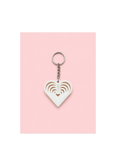 Tarzınıseç 3d Beyaz Kalp Anahtarlık Charm 2'li Set
