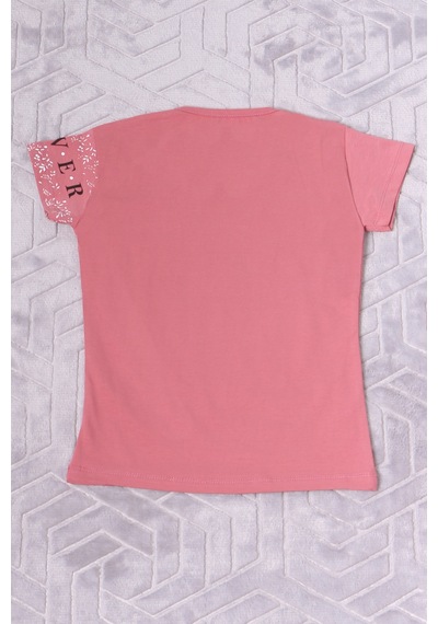 Hçm Kız Çocuk Tshirt Nature Baskılı Bisiklet Yaka E12 Pudra