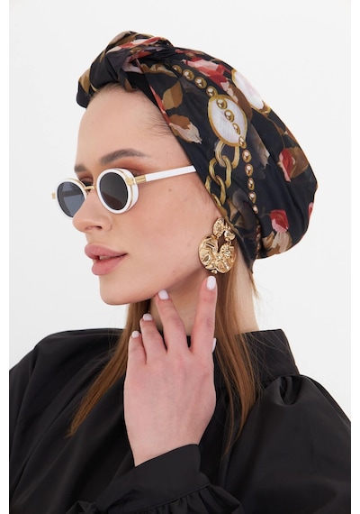 Hürrem Bone Bordo Pratik Hazır Geçmeli Tesettür Bone Kesik Elyaf Retro Desenli 2409 16 Bordo