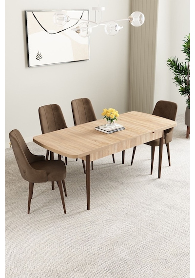 Clara Meşe Desen 80x132 Açılabilir Mdf Masa Yemek Odası Takımı,mutfak Takımı 4 Adet Sandalye Kahverengi Clara Meşe Desen 80x132 Açılabilir Mdf Masa Yemek Odası Takımı,mutfak Takımı 4 Adet Sandalye Kahverengi