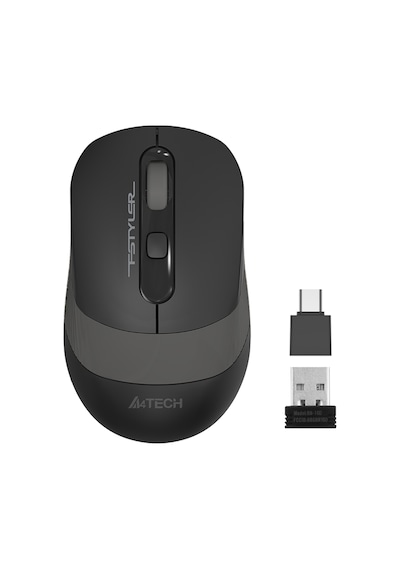 A4 Tech Fg10cs Aır2, Grey, Sılent, Fstyler, 2,4ghz Kablosuz, Usb-c Den Şarj Edilebilir, Optik Mouse, 10-15metre, 4 Buton, Nano Alıcı Sc-400