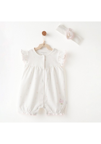 Andywawa Kız Bebek Tulum Takım Romper Band Set Summer Tiıme Anw-ac26504 Ekru