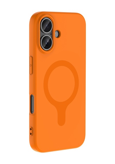 Maks Technology iPhone Uyumlu 16 Kılıf M-safe Şarj Özellikli Mkst Aris Silikon Kapak - Turuncu