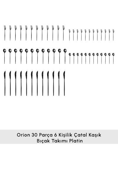 Karaca Orion 30 Parça 6 Kişilik Çatal Kaşık Bıçak Takımı Black