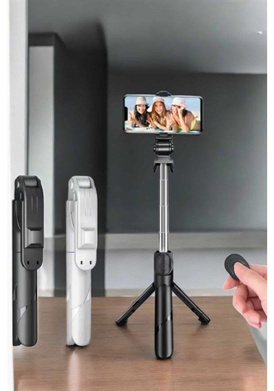 Nrzsnt Selfie Çubuğu Tripod Kumandalı Telefon Tutucu Siyah