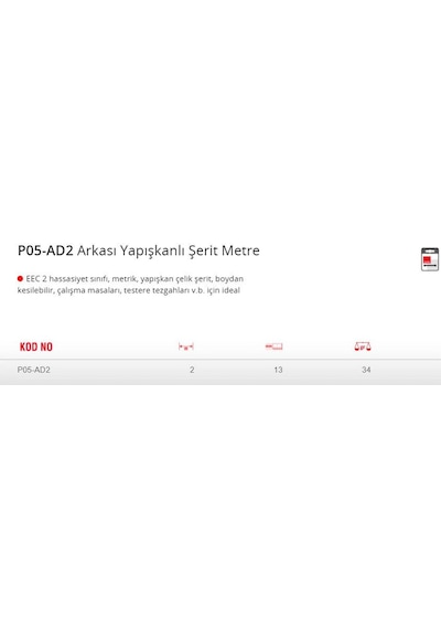 Ceta Form P05-ad2 Arkası Yapışkanlı Şerit Metre - 2 Metre / 13 Mm