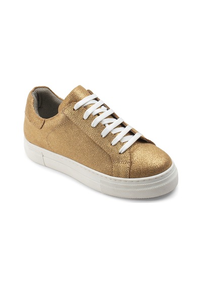 Deery Hakiki Süet Altın Rengi Simli Sneaker Kadın Ayakkabı - Z1681Zaltc01 Altın