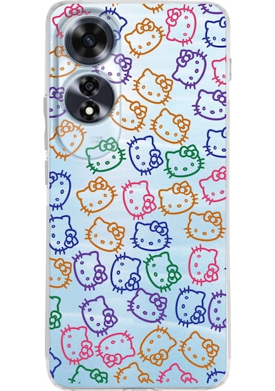 Oppo A60 İle Uyumlu Hello Kitty Baskılı Tasarım Kamera Korumalı Şeffaf Silikon Kılıf Şeffaf
