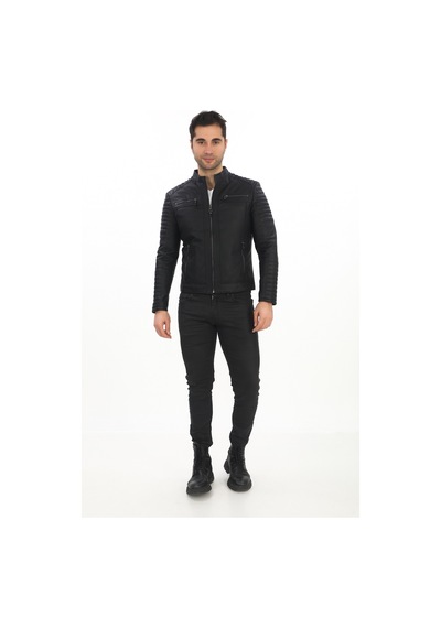 New Zaya Leather Erkek Biker Deri Ceket -