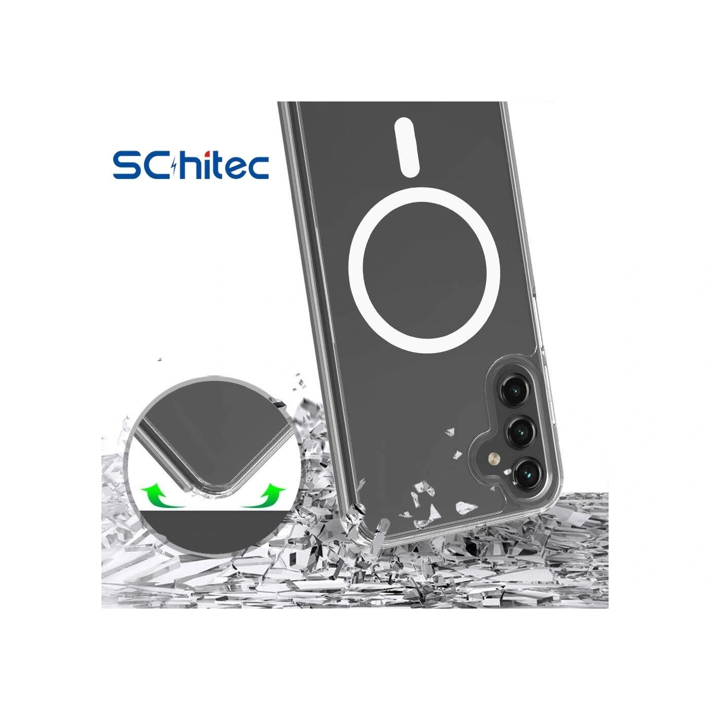 Schitec Samsung Galaxy Uyumlu S25 Magsafe Özellikli Şeffaf Kılıf