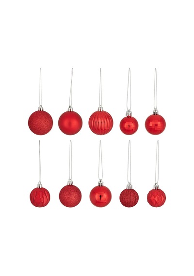 Walke 20li Karışık Desenli Yılbaşı Süsü Kırmızı Cici Top