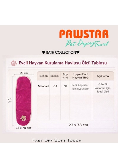 Pink Pembe Evcil Hayvan Kurulama Havlusu-köpek Kurulama Havlusu- Kedi Kurulama Havlusu