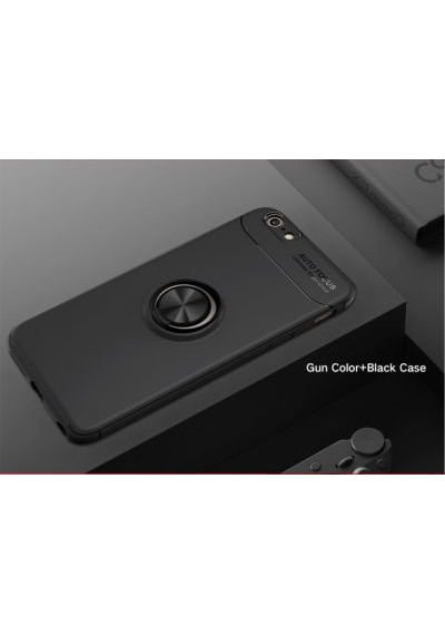 Apple Uyumlu iPhone 8 Kılıf Yüzüklü Sağlam Esnek Ringo Silikon Kapak Siyah