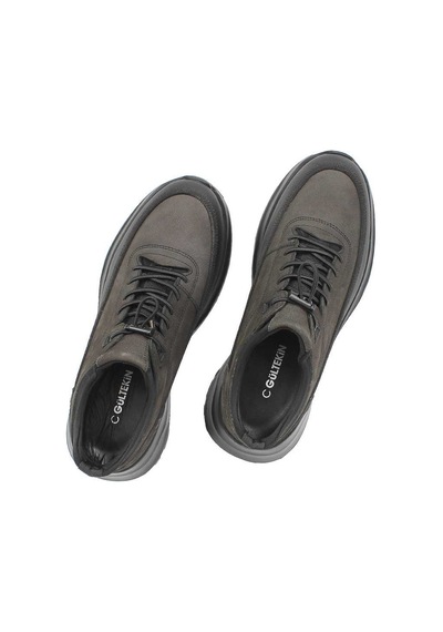 Erkek Antrasit Nubuk Siyah Deri Sneaker