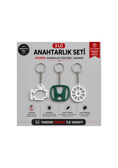 Arabacılara Özel Üçlü Honda Anahtarlık Seti