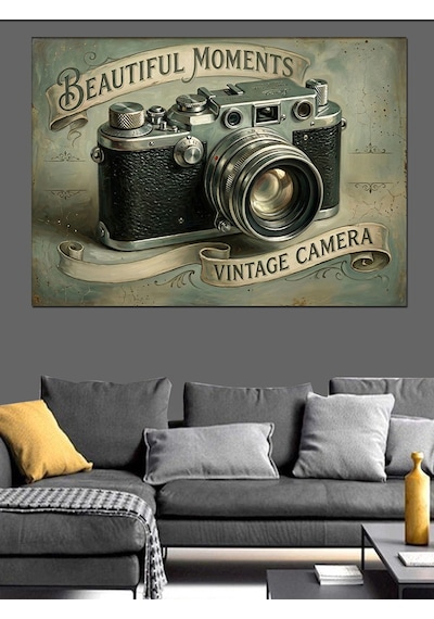 Beautiful Moments Vintage Fotoğraf Makinesi Dekoratif Kanvas - Mdf Ahşap Tablo