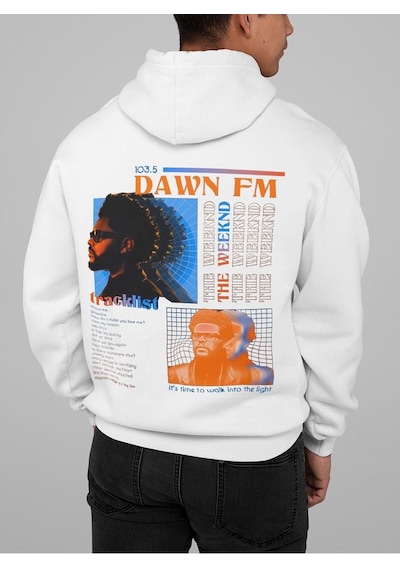 Sevbano Tasarım The Weeknd 103.5 Dawn Fm Yazılı Unisex Oversize Rapper Ho Beyaz