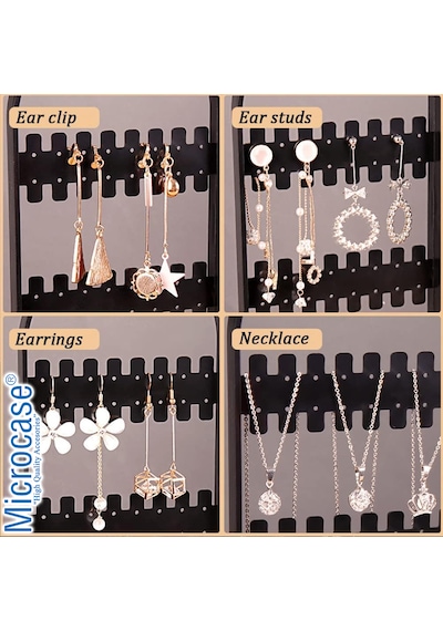 Microcase 4 Bölmeli Katlanabilir Takı Aksesuar Organizer Standı Al5461 Siyah