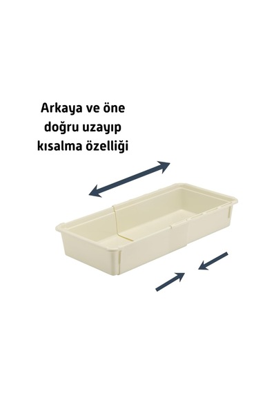 Ayarlanabilir Kayar Kızaklı Mini Çekmece Organizeri Uzuayıp Kısalan Konsül Masa Üstü Dzenleyici Krem, 4 Numara Diğer