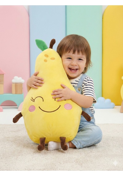 Büyük Boy Sevimli Gülen Armut Nano Peluş Oyuncak - Yumuşak Sarı Meyve Yastık Ve Uyku Arkadaşı-50 Cm Sarı