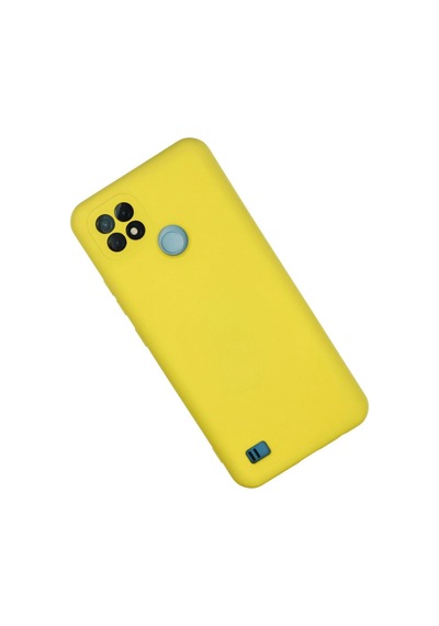 Realme C21 Kılıf Nano İçi Kadife Silikon - Sarı -