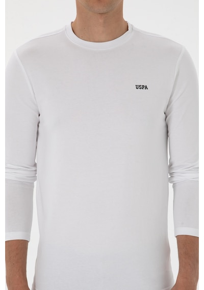 U.S. Polo Assn. Erkek Slim Fit Bisiklet Yaka Beyaz Süprem Basic Sweatshirt 50313744-VR013