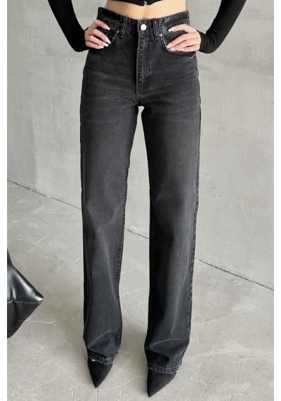 Balenbi Kadın Yüksek Bel Jean Yıkamalı Geniş Paça Wide Leg Kot Pantolon 1242 Antrasit W52 Balenbi Kadın Yüksek Bel Jean Yıkamalı Geniş Paça Wide Leg Kot Pantolon 1242 Antrasit W52