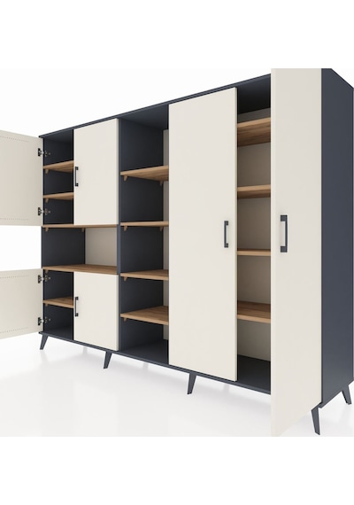 Hyperion Dolap 13 Raflı 6 Kapaklı 220x44x163 Antrasit-aytaşı/çam Antrasit-aytaşı/çam Hyperion Dolap 13 Raflı 6 Kapaklı 220x44x163 Antrasit-aytaşı/çam Antrasit-aytaşı/çam