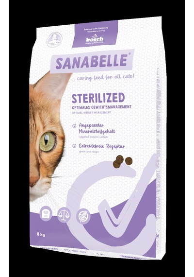 Sanabelle Yeni Ambalaj Glutensiz Tahılsız Sterilised Kısır Kedi Maması 8 Kg