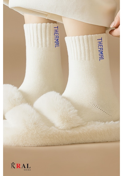 Kral Socks Termal Özellikli Bambu 2x Korumalı 3 Çift Kadın Soft Renkli Kışlık Havlu Soket Çorap ASORTİ