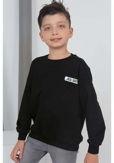 Toontoy Kids Toontoy Erkek Çocuk Baskılı Sweatshirt Siyah