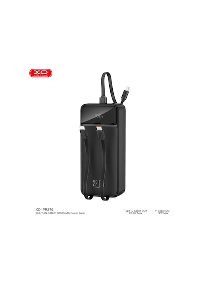 Pr276 22.5w+20w 3 Çıkışlı Dijital Ekranlı Fast Hızlı Şarj 2c Port, 1ip 30000mah Powerbank Beyaz