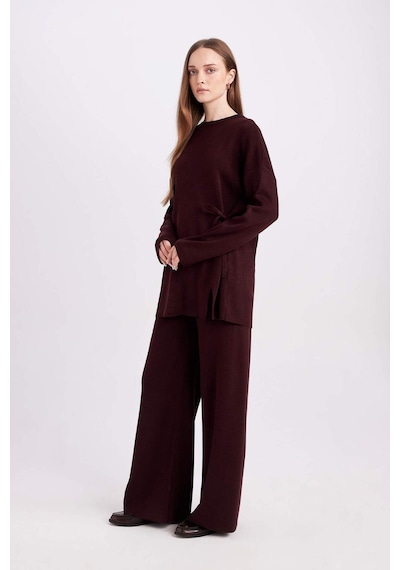 DeFacto Triko Pantolon Regular Fit Beli Lastikli Cepli Düz Basic Düz Paça D7511AX24WNBR171