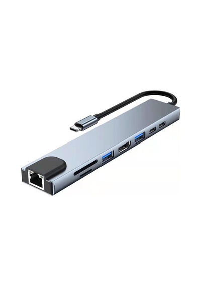 Usb Hub 3.0 Usb C 8 Rj45 Ethernet Net Port Desteği Hdmı Uyumlu 4k Pd İle Ev Ofisi İçin
